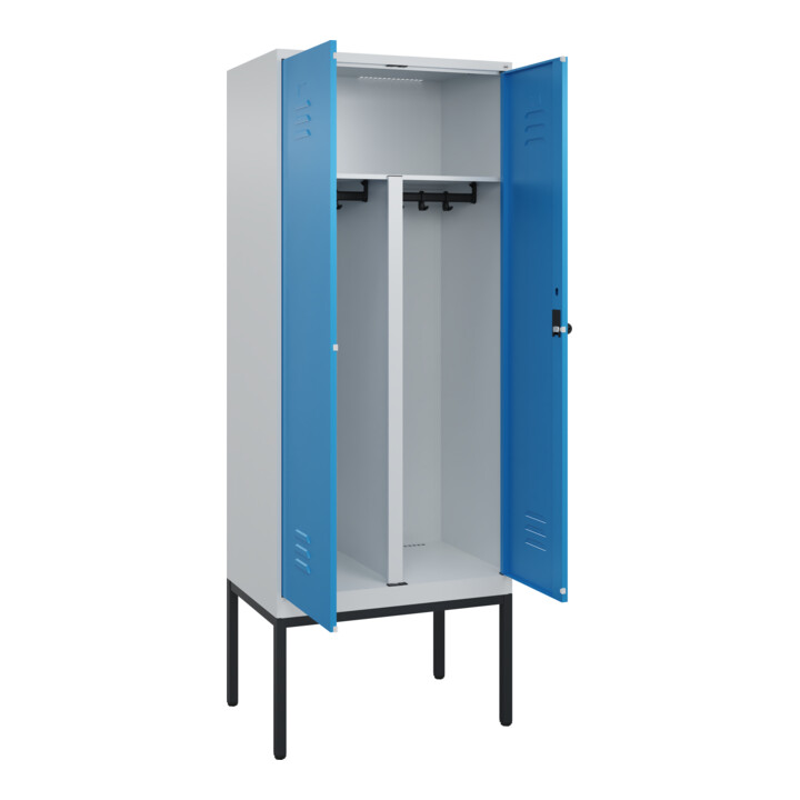 C+P PSA Doppel-Spind Classic PLUS, Gestell, 2 Abteile, 2120x800x500mm, 7035/5012 Verschluss Sicherheits-Drehriegel