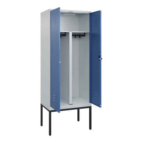 C+P PSA Doppel-Spind Classic PLUS, Gestell, 2 Abteile, 2120x800x500mm, 7035/5023 Verschluss Sicherheits-Drehriegel