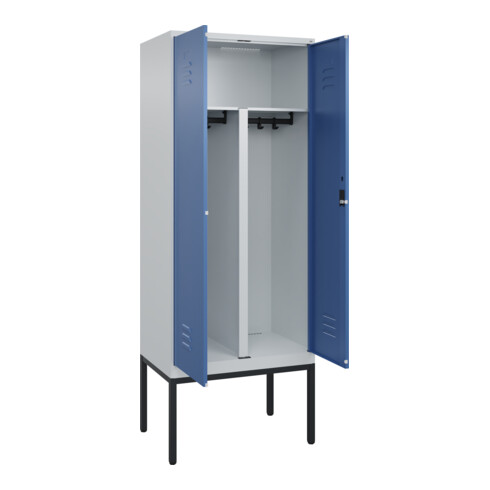 C+P PSA Doppel-Spind Classic PLUS, Gestell, 2 Abteile, 2120x800x500mm, 7035/5023 Verschluss Zylinderschloss