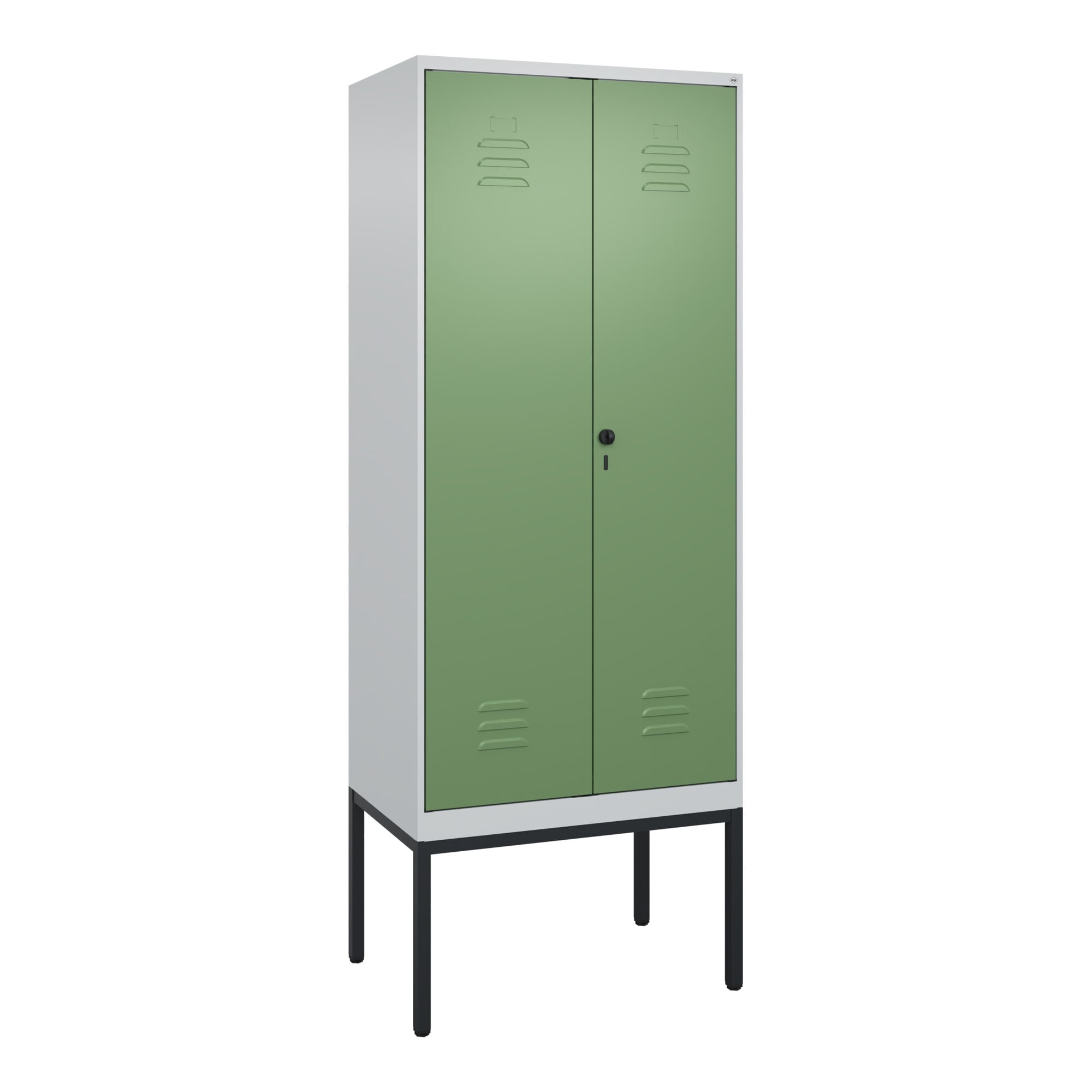 C+P PSA Doppel-Spind Classic PLUS, Gestell, 2 Abteile, 2120x800x500mm, 7035/6011 Verschluss Sicherheits-Drehriegel ; C + P Möbelsysteme