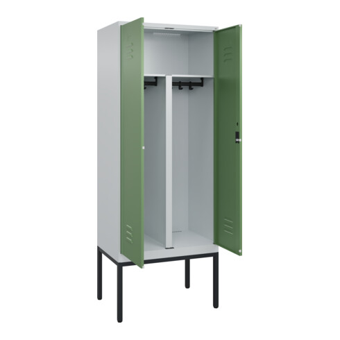 C+P PSA Doppel-Spind Classic PLUS, Gestell, 2 Abteile, 2120x800x500mm, 7035/6011 Verschluss Zylinderschloss