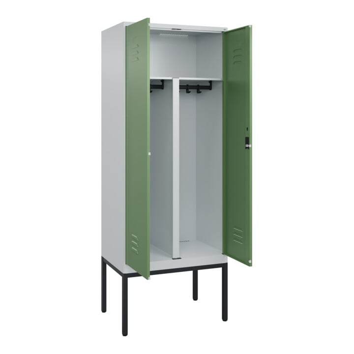 C+P PSA Doppel-Spind Classic PLUS, Gestell, 2 Abteile, 2120x800x500mm, 7035/6011 Verschluss Zylinderschloss