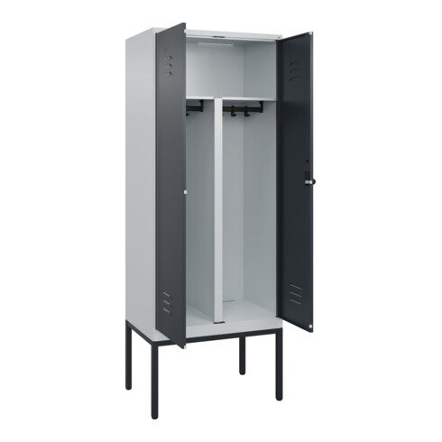C+P PSA Doppel-Spind Classic PLUS, Gestell, 2 Abteile, 2120x800x500mm, 7035/7016 Verschluss Sicherheits-Drehriegel