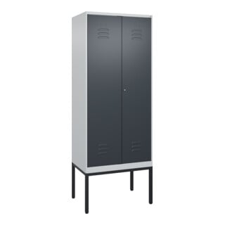 C+P PSA Doppel-Spind Classic PLUS, Gestell, 2 Abteile, 2120x800x500mm, 7035/7016 Verschluss Zylinderschloss