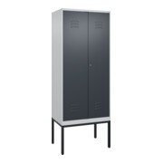 C+P PSA Doppel-Spind Classic PLUS, Gestell, 2 Abteile, 2120x800x500mm, 7035/7016 Verschluss Zylinderschloss