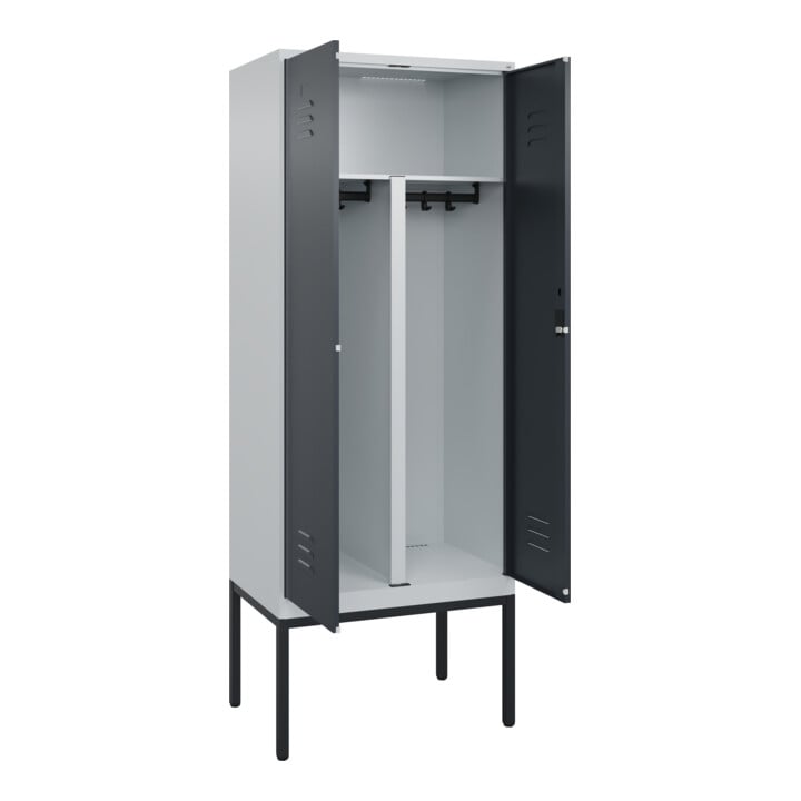 C+P PSA Doppel-Spind Classic PLUS, Gestell, 2 Abteile, 2120x800x500mm, 7035/7016 Verschluss Zylinderschloss