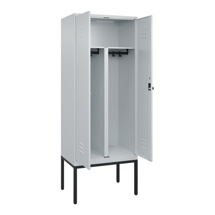 C+P PSA Doppel-Spind Classic PLUS, Gestell, 2 Abteile, 2120x800x500mm, 7035/7035 Verschluss Sicherheits-Drehriegel
