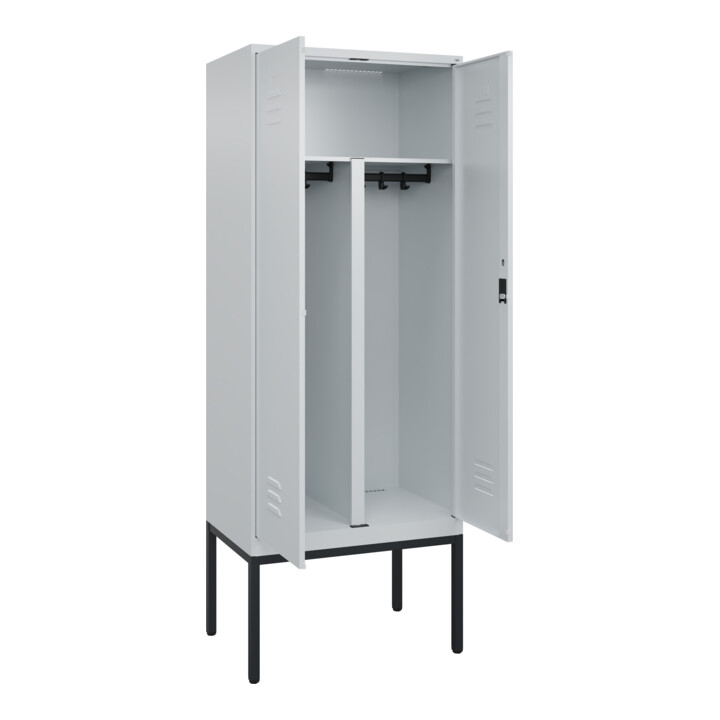 C+P PSA Doppel-Spind Classic PLUS, Gestell, 2 Abteile, 2120x800x500mm, 7035/7035 Verschluss Zylinderschloss