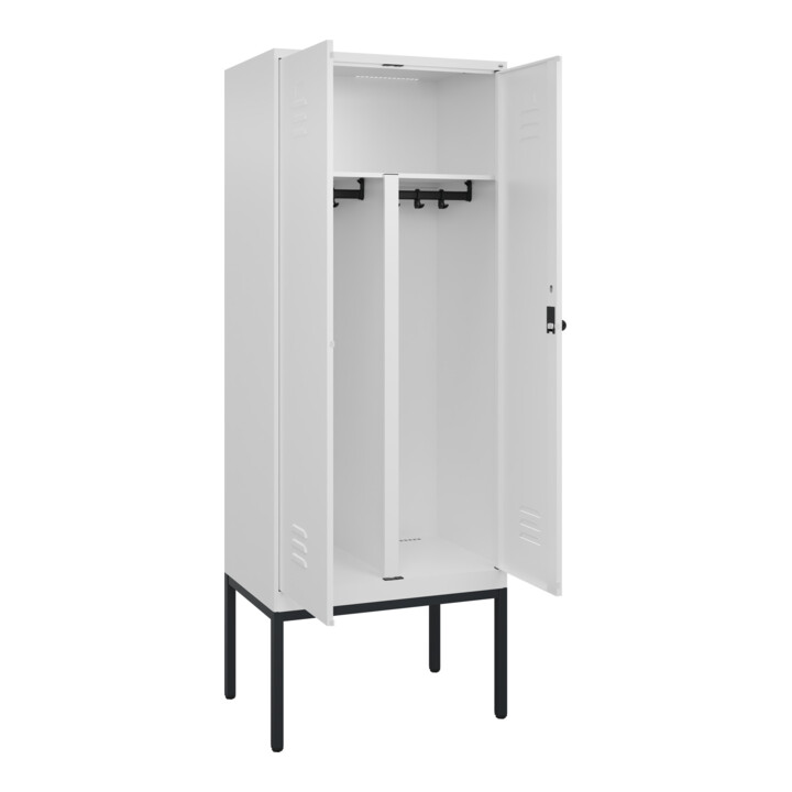 C+P PSA Doppel-Spind Classic PLUS, Gestell, 2 Abteile, 2120x800x500mm, 9016/9016 Verschluss Sicherheits-Drehriegel
