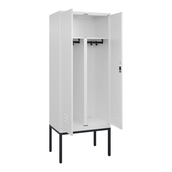 C+P PSA Doppel-Spind Classic PLUS, Gestell, 2 Abteile, 2120x800x500mm, 9016/9016 Verschluss Zylinderschloss