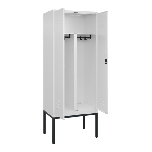 C+P PSA Doppel-Spind Classic PLUS, Gestell, 2 Abteile, 2120x800x500mm, 9016/9016 Verschluss Zylinderschloss