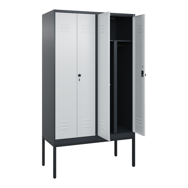 C+P PSA Doppel-Spind Classic PLUS, Gestell, 4 Abteile, 2120x1200x500mm, 7016/703 Verschluss Sicherheits-Drehriegel