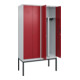 C+P PSA Doppel-Spind Classic PLUS, Gestell, 4 Abteile, 2120x1200x500mm, 7035/300 Verschluss Zylinderschloss-2