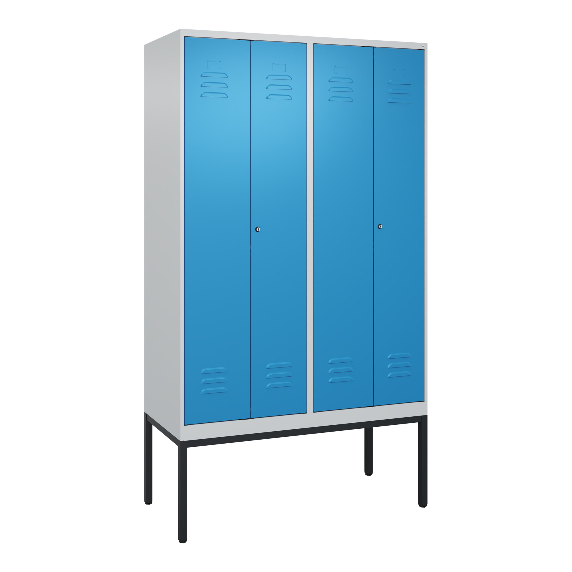 C+P PSA Doppel-Spind Classic PLUS, Gestell, 4 Abteile, 2120x1200x500mm, 7035/501 Verschluss Zylinderschloss ; C + P Möbelsysteme
