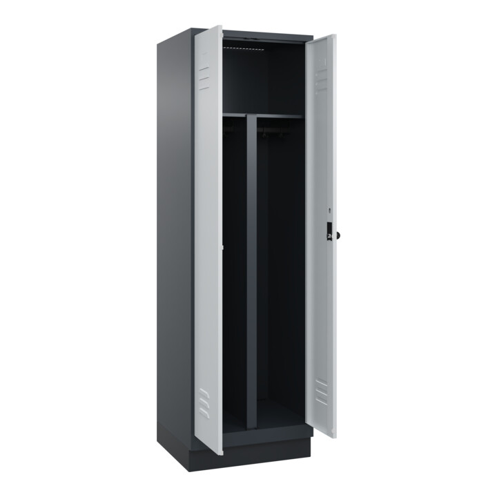 C+P PSA Doppel-Spind Classic PLUS, Sockel, 2 Abteile, 1950x600x500mm, 7016/7035 Verschluss Sicherheits-Drehriegel