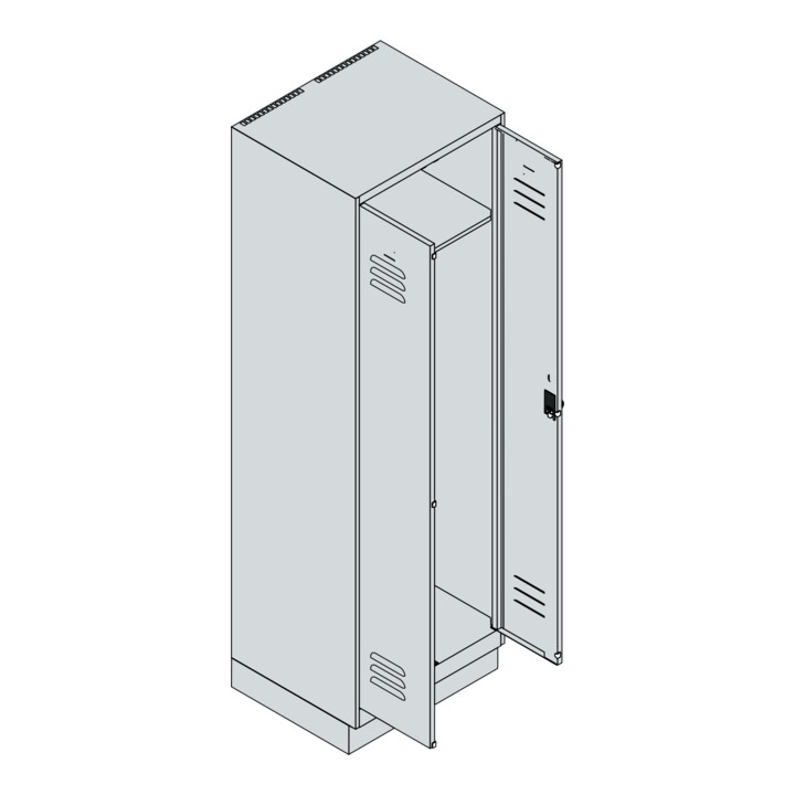 C+P PSA Doppel-Spind Classic PLUS, Sockel, 2 Abteile, 1950x600x500mm, 7035/0024 Verschluss Sicherheits-Drehriegel
