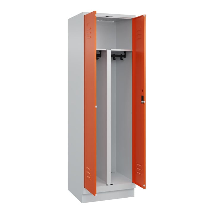 C+P PSA Doppel-Spind Classic PLUS, Sockel, 2 Abteile, 1950x600x500mm, 7035/2004 Verschluss Zylinderschloss