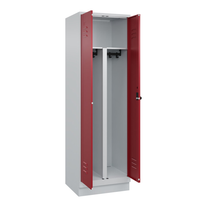 C+P PSA Doppel-Spind Classic PLUS, Sockel, 2 Abteile, 1950x600x500mm, 7035/3003 Verschluss Sicherheits-Drehriegel
