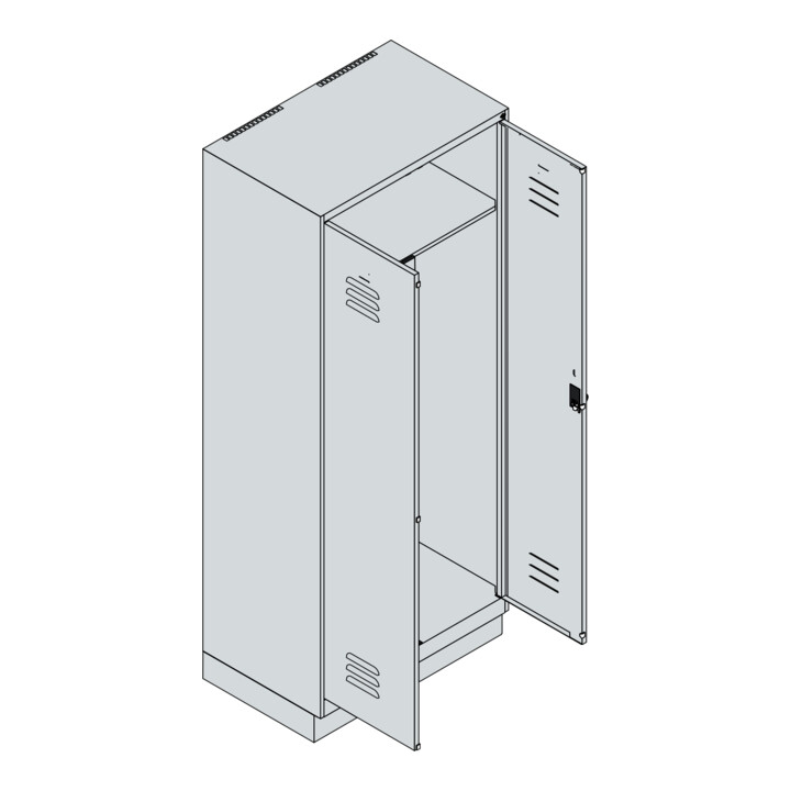 C+P PSA Doppel-Spind Classic PLUS, Sockel, 2 Abteile, 1950x800x500mm, 7035/2004 Verschluss Sicherheits-Drehriegel