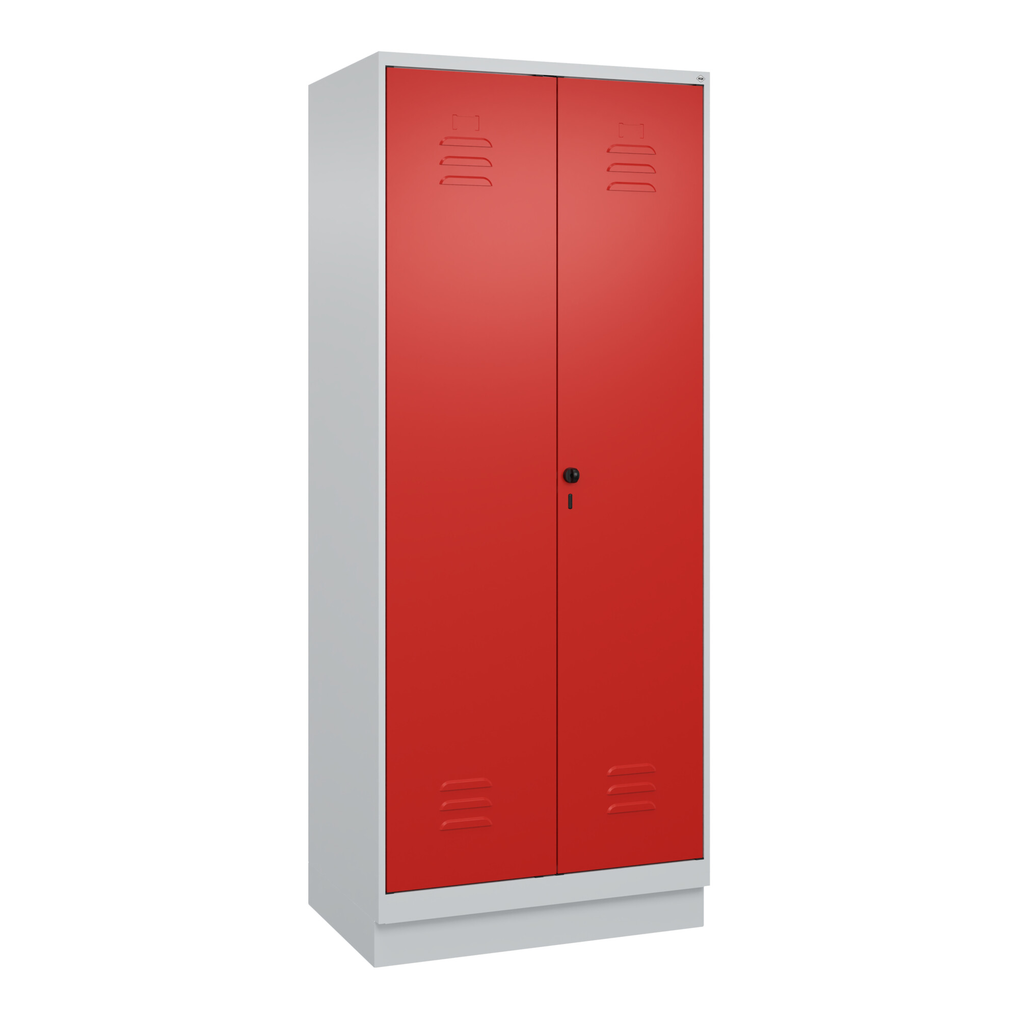 C+P PSA Doppel-Spind Classic PLUS, Sockel, 2 Abteile, 1950x800x500mm, 7035/3020 Verschluss Sicherheits-Drehriegel ; C + P Möbelsysteme
