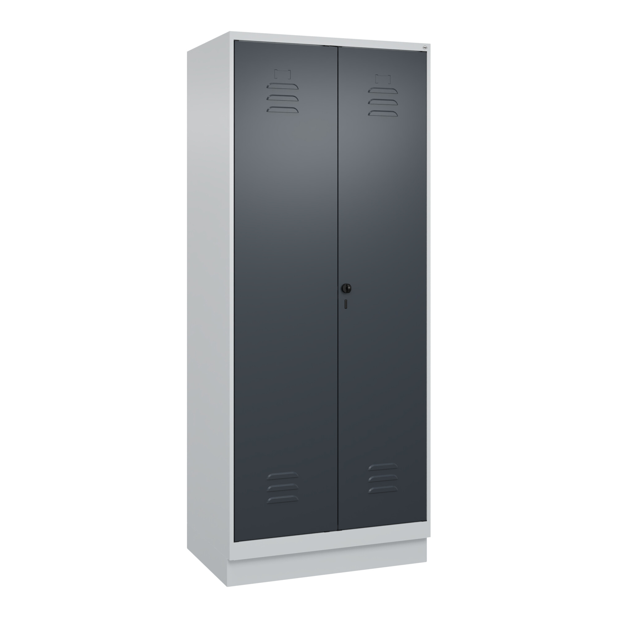C+P PSA Doppel-Spind Classic PLUS, Sockel, 2 Abteile, 1950x800x500mm, 7035/7016 Verschluss Sicherheits-Drehriegel ; C + P Möbelsysteme
