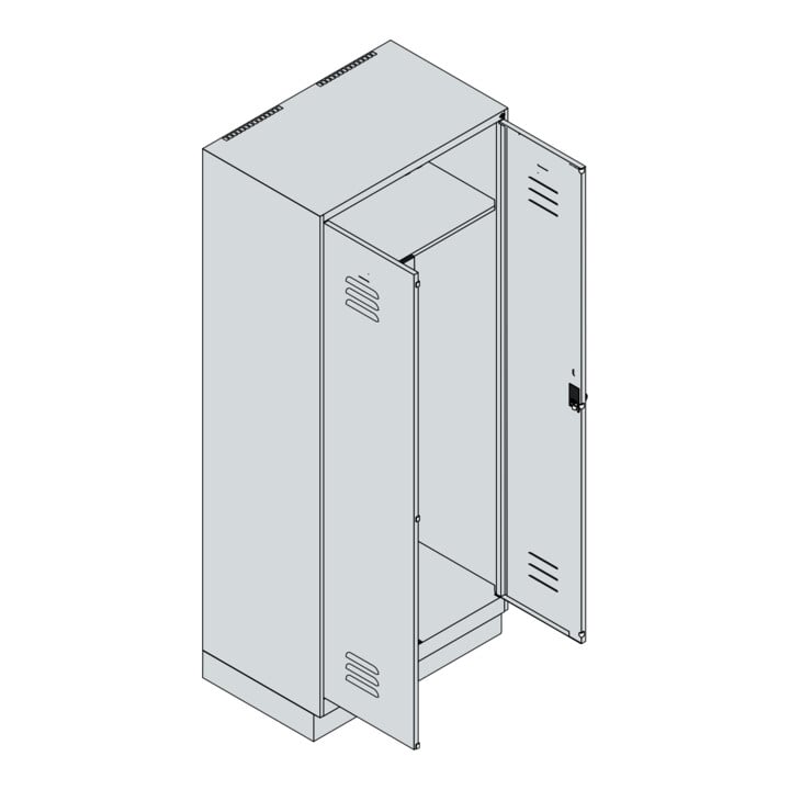 C+P PSA Doppel-Spind Classic PLUS, Sockel, 2 Abteile, 1950x800x500mm, 7035/7035 Verschluss Sicherheits-Drehriegel