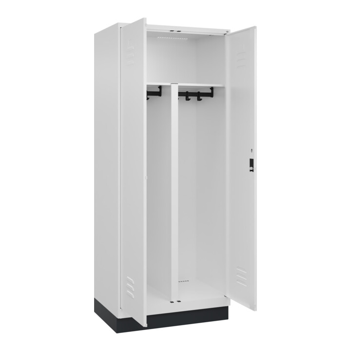 C+P PSA Doppel-Spind Classic PLUS, Sockel, 2 Abteile, 1950x800x500mm, 9016/9016 Verschluss Zylinderschloss