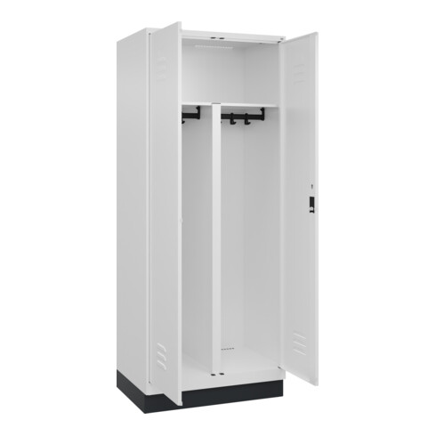 C+P PSA Doppel-Spind Classic PLUS, Sockel, 2 Abteile, 1950x800x500mm, 9016/9016 Verschluss Zylinderschloss