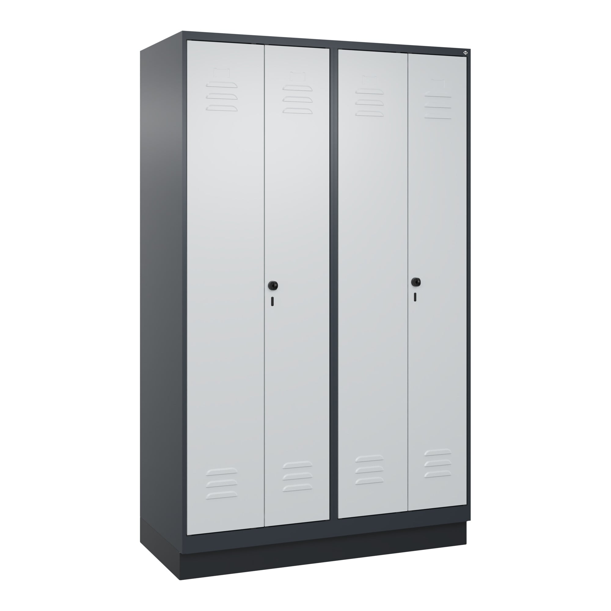 C+P PSA Doppel-Spind Classic PLUS, Sockel, 4 Abteile, 1950x1200x500mm, 7016/7035 Verschluss Sicherheits-Drehriegel ; C + P Möbelsysteme