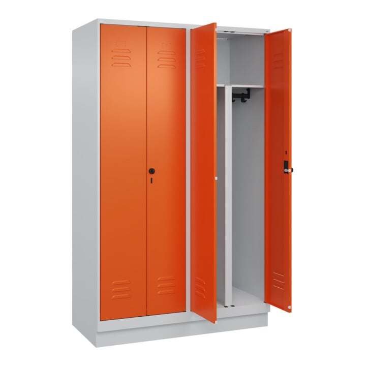 C+P PSA Doppel-Spind Classic PLUS, Sockel, 4 Abteile, 1950x1200x500mm, 7035/2004 Verschluss Sicherheits-Drehriegel