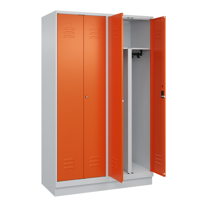 C+P PSA Doppel-Spind Classic PLUS, Sockel, 4 Abteile, 1950x1200x500mm, 7035/2004 Verschluss Zylinderschloss