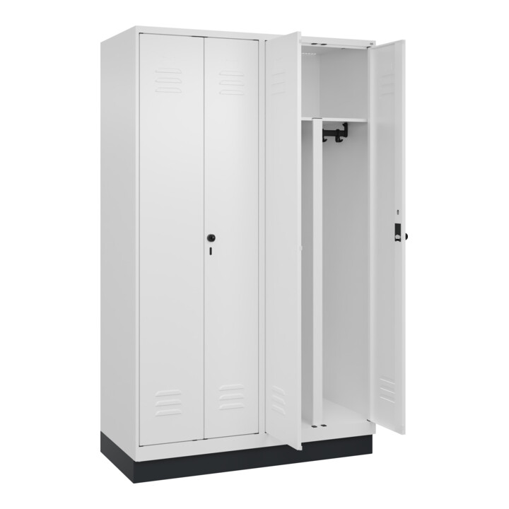 C+P PSA Doppel-Spind Classic PLUS, Sockel, 4 Abteile, 1950x1200x500mm, 9016/9016 Verschluss Sicherheits-Drehriegel