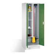 C+P Putzmittel-Spind Classic auf Sockel 2 Abteile Front Resedagrün Korpus Lichtgrau-1
