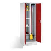 C+P Putzmittel-Spind Classic auf Sockel 2 Abteile Front Rubinrot Korpus Lichtgrau