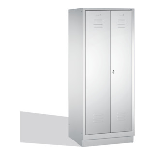 C+P Putzmittel-Spind Classic auf Sockel 2 Abteile Front Lichtgrau Korpus Lichtgrau