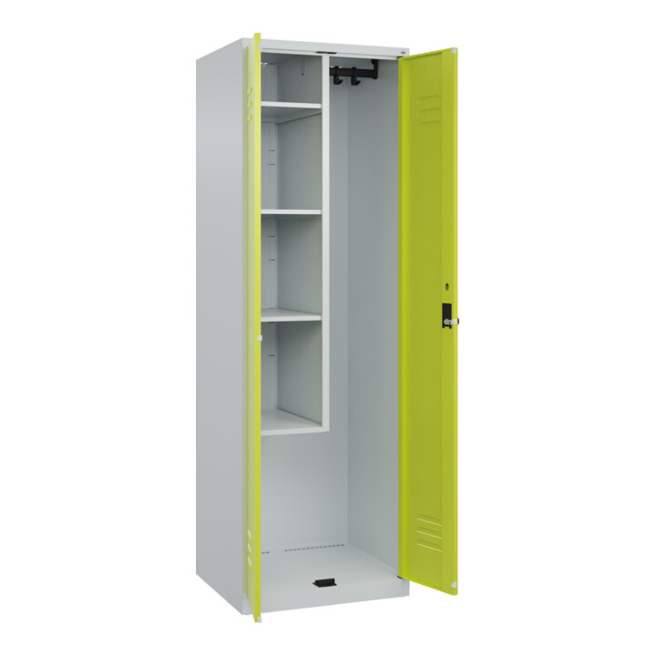 C+P Putzmittel-Spind Classic PLUS, 2 Abteile, 1850x600x500mm, 7035/0024 Verschluss Sicherheits-Drehriegel