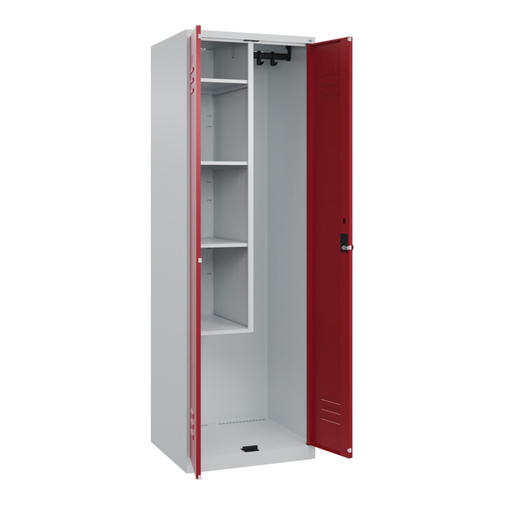 C+P Putzmittel-Spind Classic PLUS, 2 Abteile, 1850x600x500mm, 7035/3003 Verschluss Sicherheits-Drehriegel