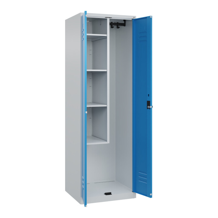 C+P Putzmittel-Spind Classic PLUS, 2 Abteile, 1850x600x500mm, 7035/5012 Verschluss Sicherheits-Drehriegel