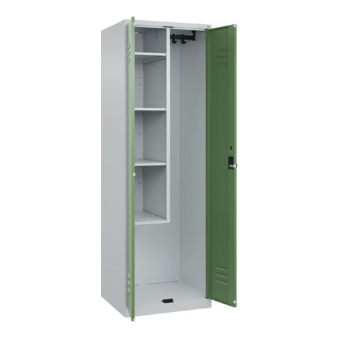 C+P Putzmittel-Spind Classic PLUS, 2 Abteile, 1850x600x500mm, 7035/6011 Verschluss Sicherheits-Drehriegel