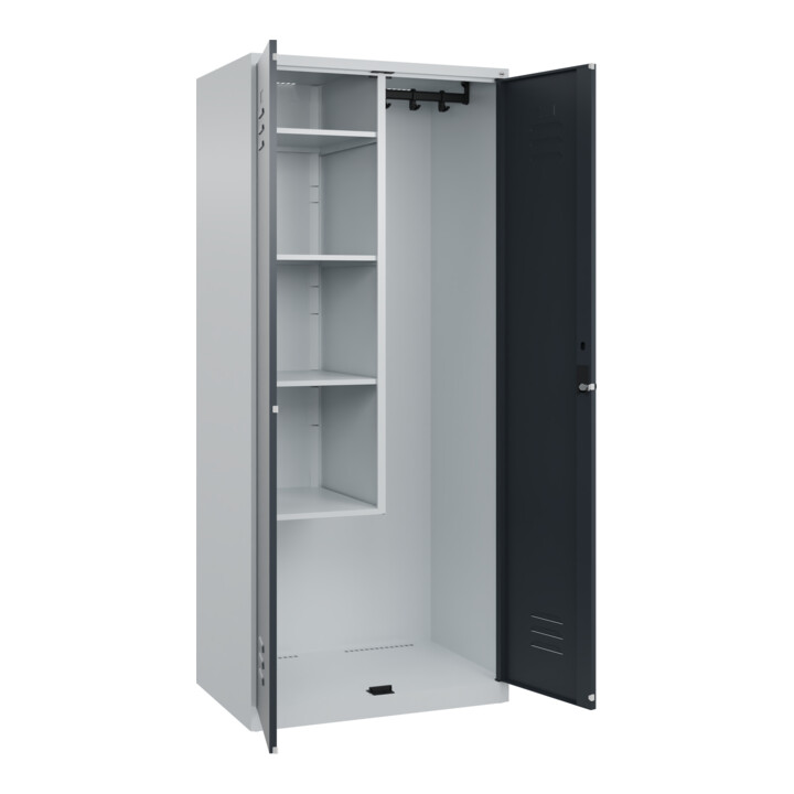 C+P Putzmittel-Spind Classic PLUS, 2 Abteile, 1850x800x500mm, 7035/7016 Verschluss Sicherheits-Drehriegel