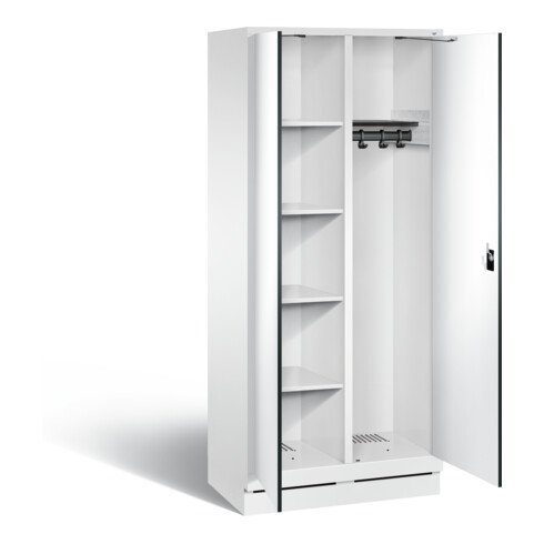 C+P Putzmittel-Spind Evolo, H1800xB810xT500mm, Front Dekor Weiß, Korpus Verkehrsweiß (48160-22)