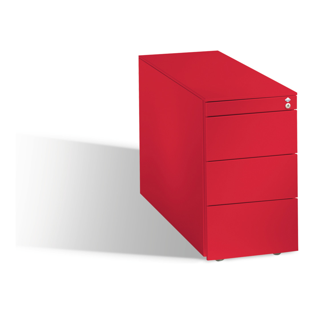 C+P Rollcontainer Asisto Small M/3/3/3, H570xB330xT800mm Himbeerrot