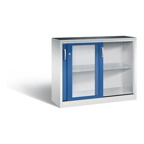 C+P Schiebetürenschrank Acurado, H1000xB1200xT400mm, Front Enzianblau, Korpus Lichtgrau (2046-055)