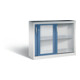 C+P Schiebetürenschrank Acurado, H1000xB1200xT400mm, Front Fernblau, Korpus Lichtgrau (2046-055)