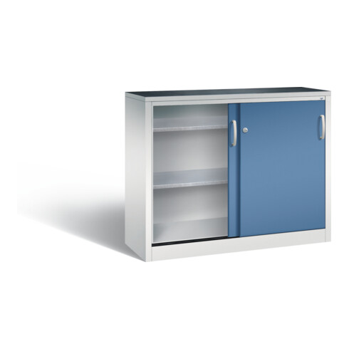C+P Schiebetürenschrank Acurado, H1000xB1200xT400mm, Front Fernblau, Korpus Lichtgrau (2046-09)