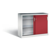 C+P Schiebetürenschrank Acurado, H1000xB1200xT500mm, Front Rubinrot, Korpus Lichtgrau (2056-092)