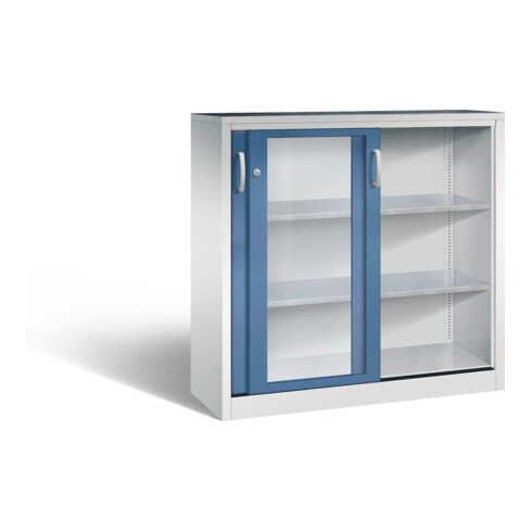 C+P Schiebetürenschrank Acurado, H1200xB1200xT400mm, Front Fernblau, Korpus Lichtgrau (2047-055)