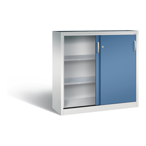 C+P Schiebetürenschrank Acurado, H1200xB1200xT400mm, Front Fernblau, Korpus Lichtgrau (2047-09)
