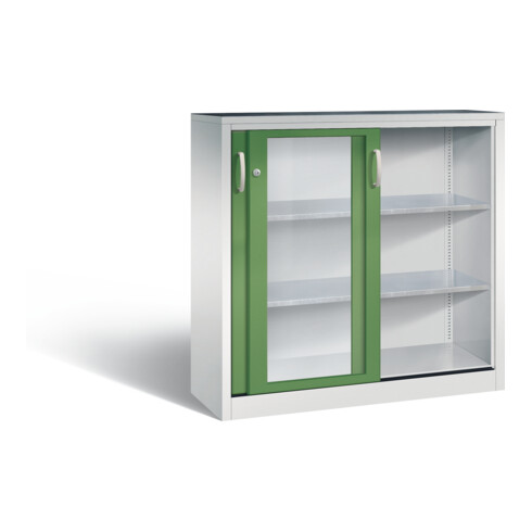 C+P Schiebetürenschrank Acurado, H1200xB1200xT400mm, Front Resedagrün, Korpus Lichtgrau (2047-055)