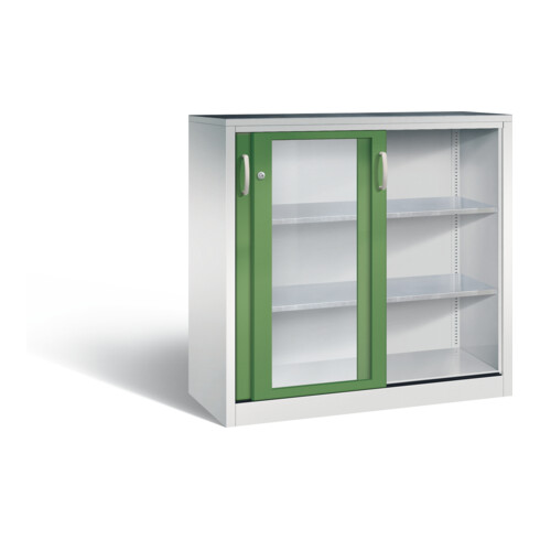 C+P Schiebetürenschrank Acurado, H1200xB1200xT500mm, Front Resedagrün, Korpus Lichtgrau (2057-055)